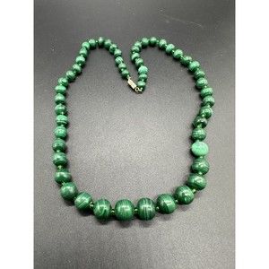 Vintage Carved Green Genuine Malachite Graduated … - image 1